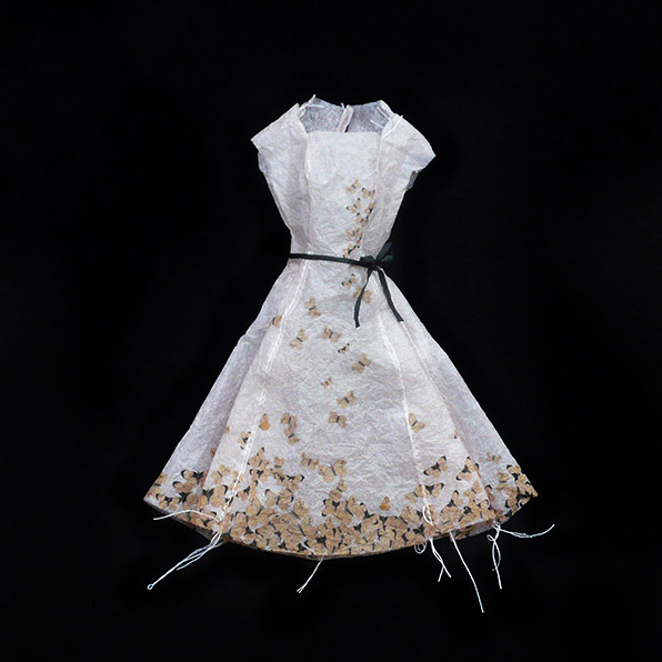 Stitched tissue paper dress - Butterflies
